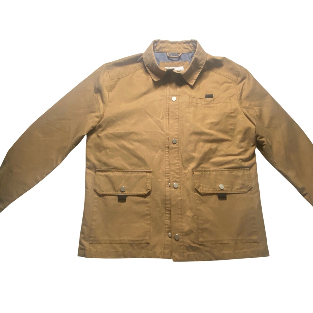 Zara Mens Water Repellent Utility‎ Jacket Tan Brown Recycled Fabric Size Large